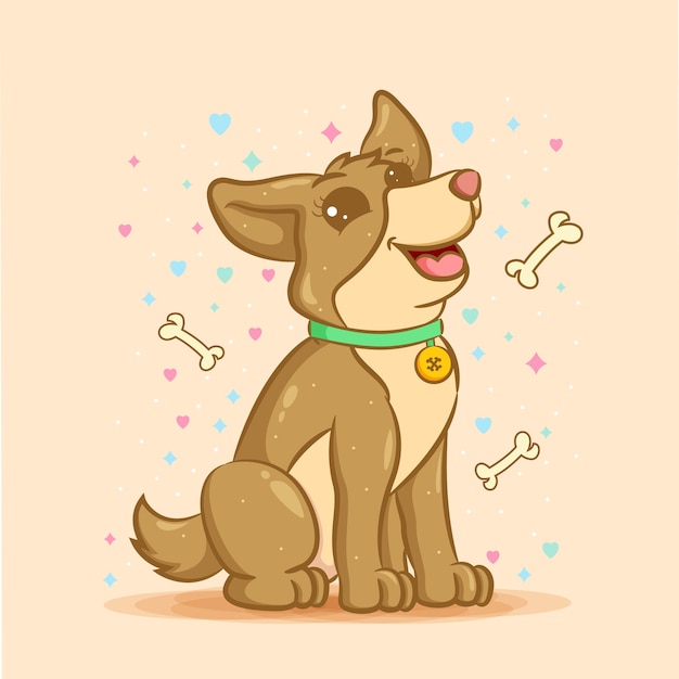 Vector cute cartoon dog