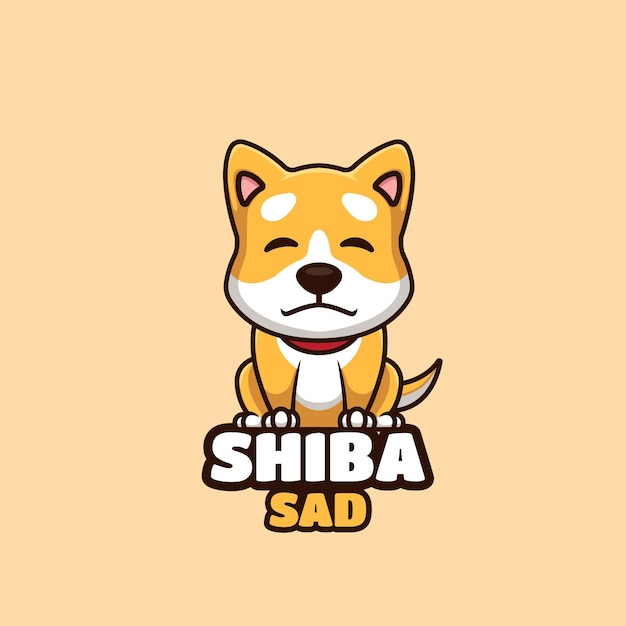 귀여운 만화 Doge 슬픈 Shiba Inu 만화 로고