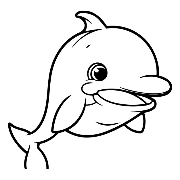 Vettore dolfino cartoon carino isolato su uno sfondo bianco illustrazione vettoriale