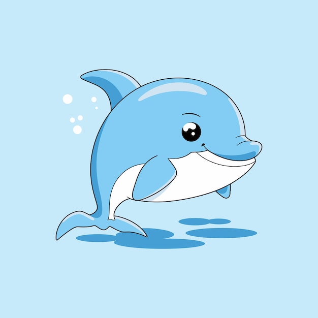 Premium Vector | Cute cartoon dolphin vector illustration of a cute