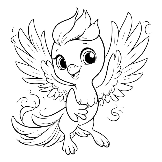 Vector cute cartoon doodle angel with wings vector illustration