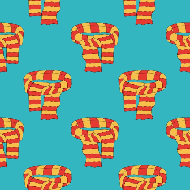 Cute cartoon doodle knotted scarf seamless pattern. Cloth background.