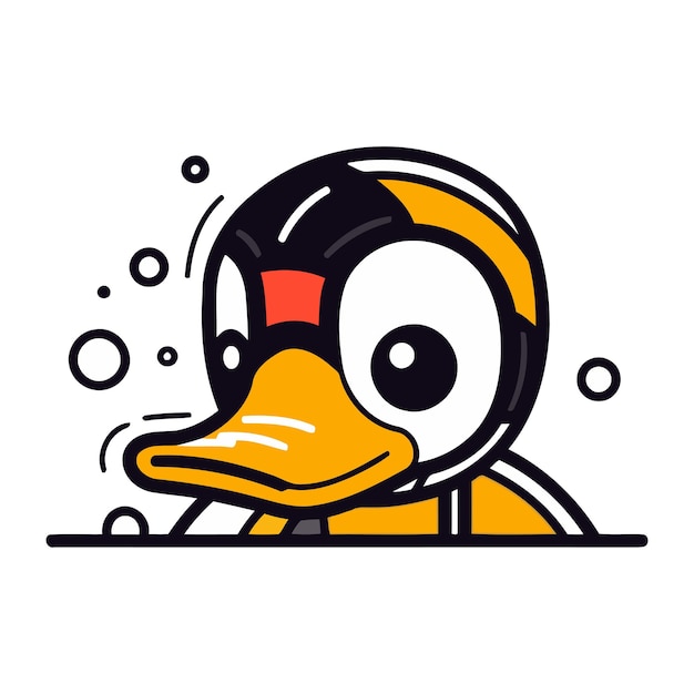 Cute cartoon duck mascot vector illustration isolated on white background