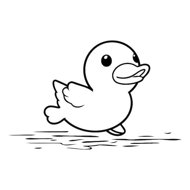 Vector cute cartoon duckling swimming in the water vector illustration