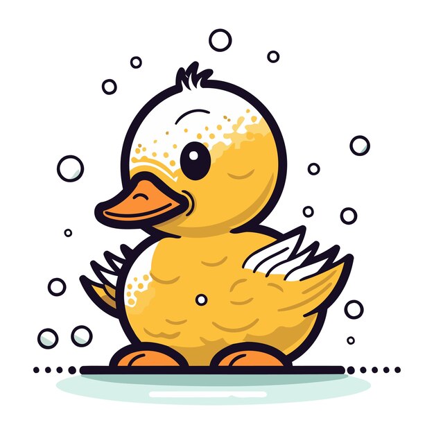 Vector cute cartoon duckling on white background vector clip art