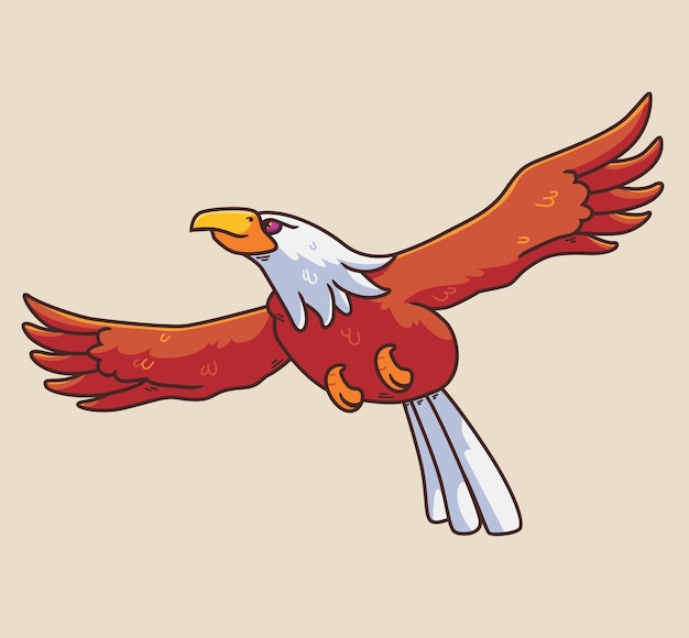 Cute cartoon eagle flying isolated animal illustration flat style sticker icon premium vector