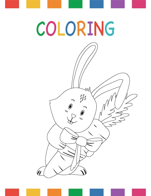 Cute cartoon easter rabbit coloring sheet