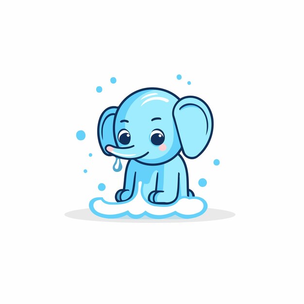 Cute cartoon elephant character vector illustration in flat design style