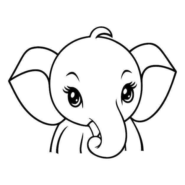 Vector cute cartoon elephant of a cute baby elephant