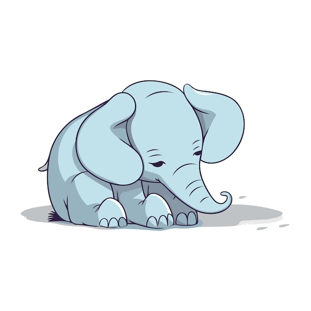 Vector cute cartoon elephant isolated on a white background vector illustration