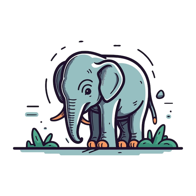 Cute cartoon elephant Vector illustration isolated on a white background