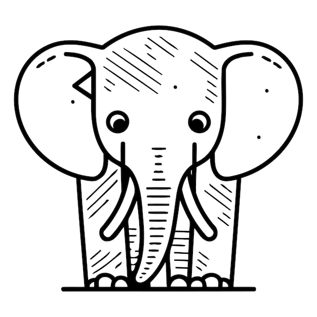 Cute cartoon elephant Vector illustration isolated on a white background