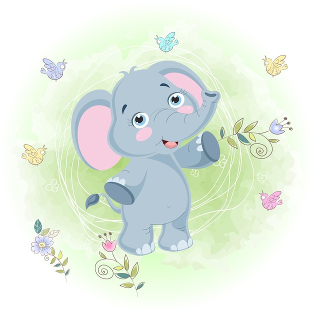 Cute Cartoon elephant vector