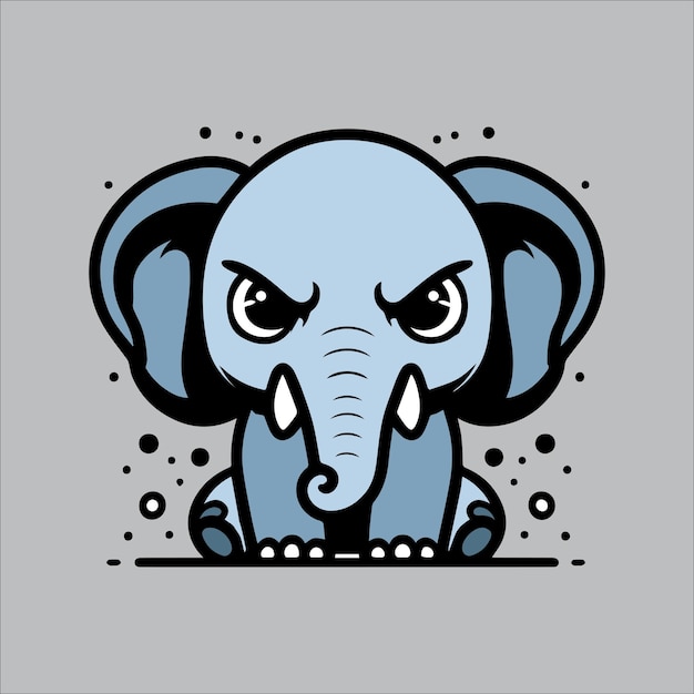 Cute cartoon elephant with big eyes Vector illustration isolated on white background