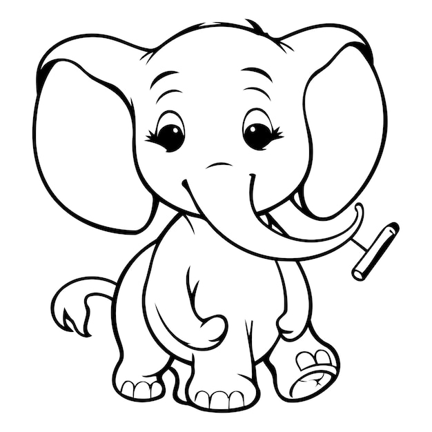 Vector cute cartoon elephant with cigar on blue background vector illustration