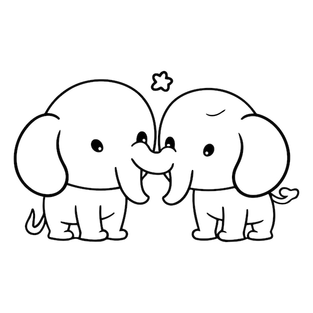 Vector cute cartoon elephants isolated on a white background