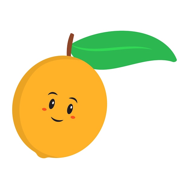 Cute Cartoon Emoji Of Lemon On White Background