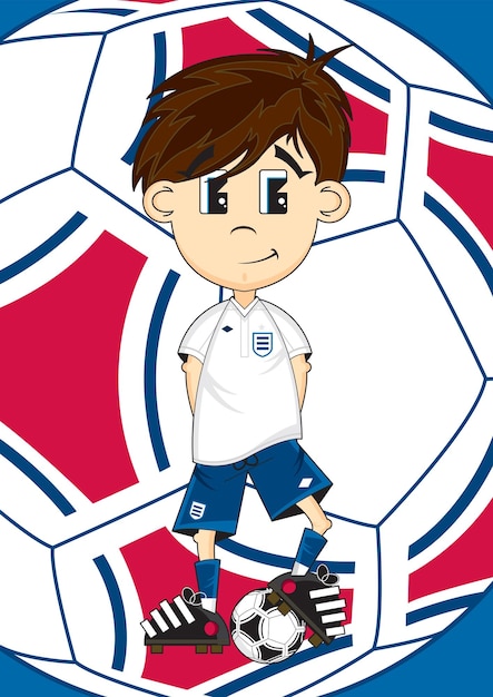 Cute Cartoon England Football Soccer Player Sports Illustration