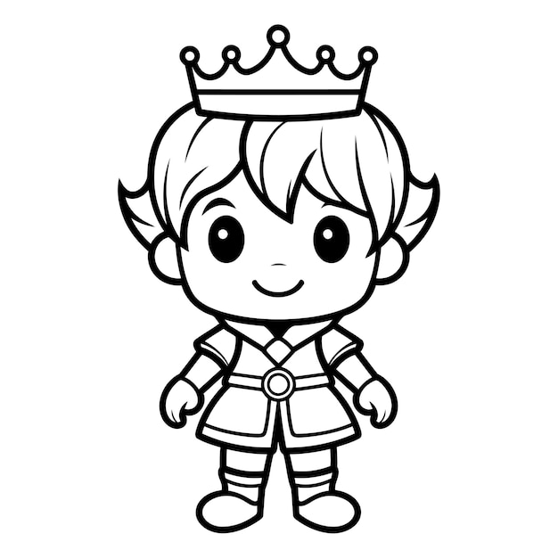 Cute Cartoon Fairy King Vector Illustration for Coloring Book or Page