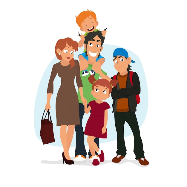 Vector cute cartoon family