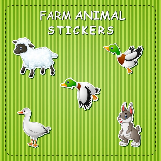 Cute cartoon farm animals on sticker