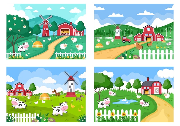 Simpatici animali da fattoria dei cartoni animati