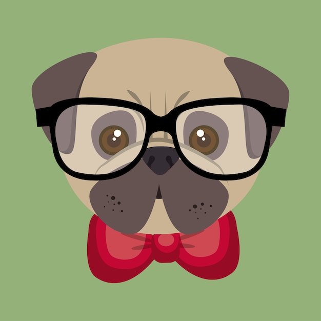 Cute cartoon fashionable puppy bulldog