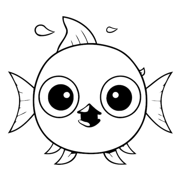 Cute cartoon fish character Vector illustration in a flat style