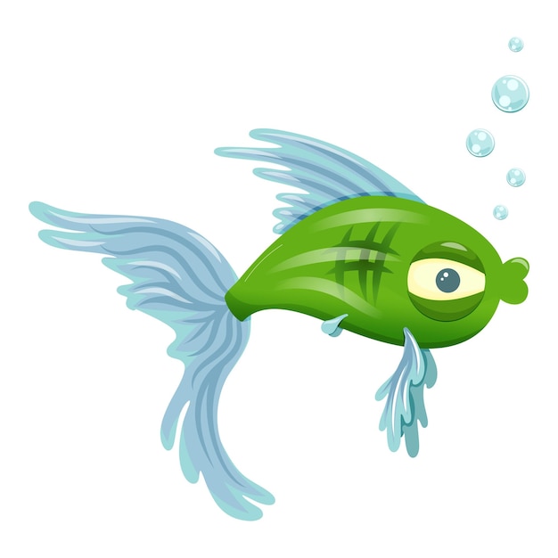 Illustrazione di pesce simpatico cartone animato isolato su sfondo bianco