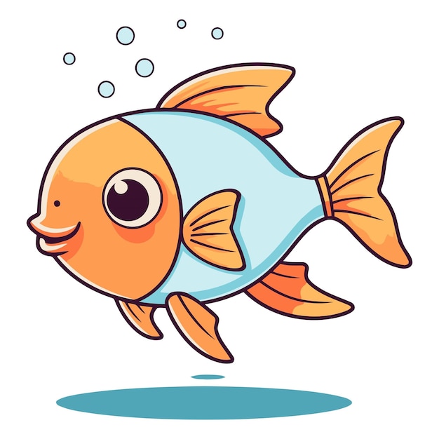 Vector cute cartoon fish isolated on white background