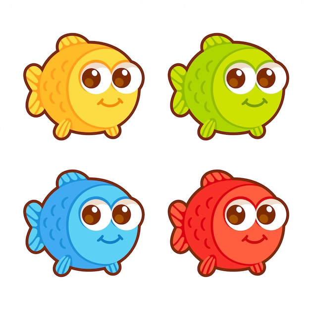 Cute cartoon fish set