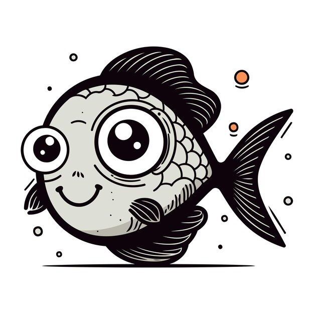 Cute cartoon fish Vector illustration isolated on a white background