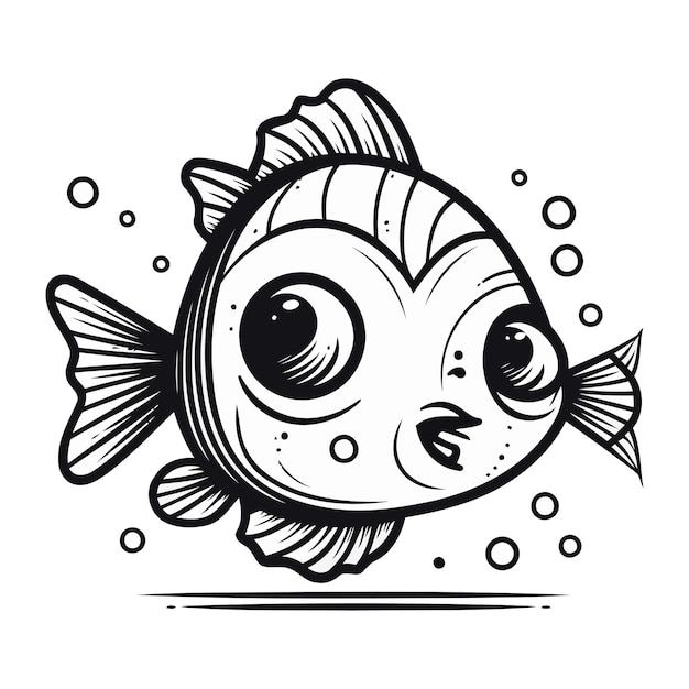 Vettore piccoli pesci dei cartoni animati illustrazione vettoriale isolata su uno sfondo bianco