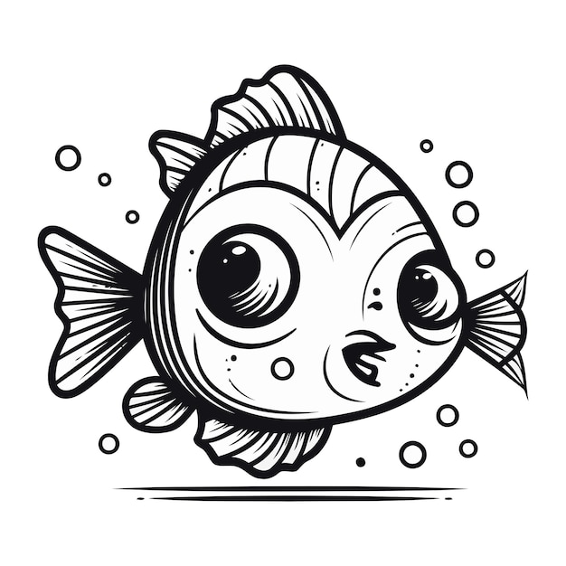 Cute cartoon fish Vector illustration isolated on a white background