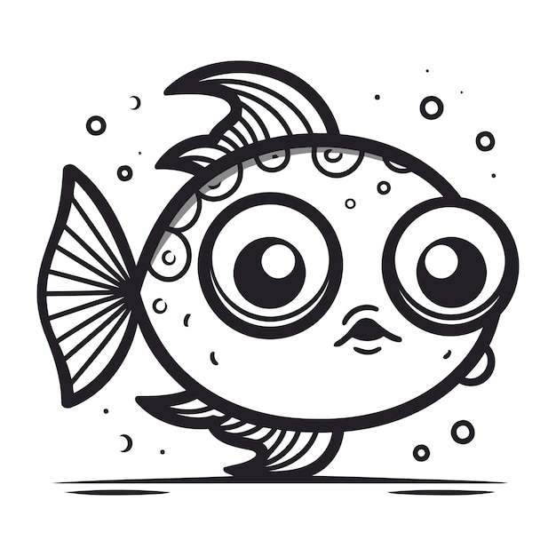 Cute cartoon fish Vector illustration isolated on a white background