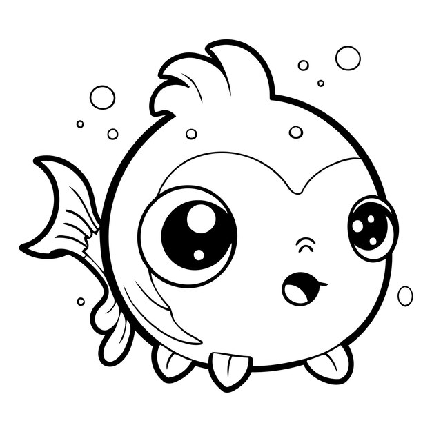 Cute cartoon fish Vector illustration isolated on a white background
