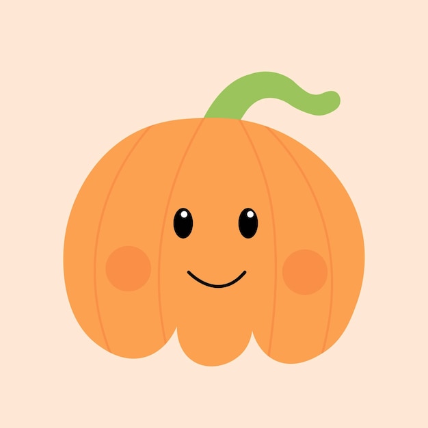 Zucca di disegno piatto simpatico cartone animato per poster e design di feste di halloween spettrali