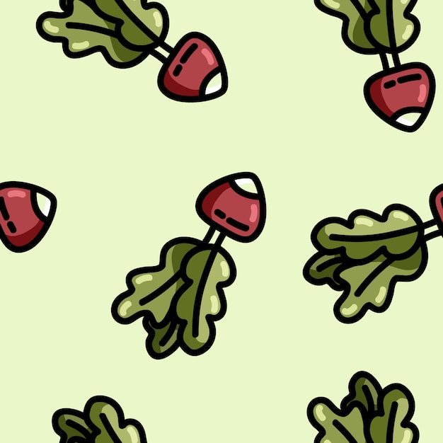 Cute cartoon flat style radish seamless pattern