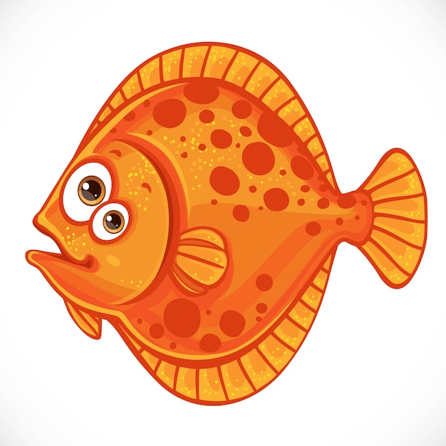 Cute cartoon flounder isolated on a white background