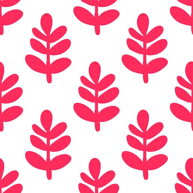 Cute cartoon flower seamless pattern. background with plant, branch, leaves. wrapping paper, textile