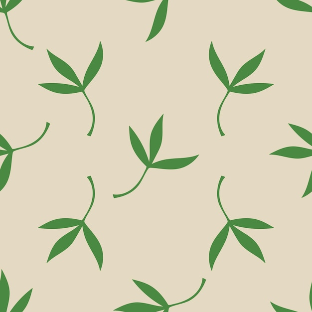 Cute cartoon flower seamless pattern. Background  with plant, branch, leaves. Wrapping paper.