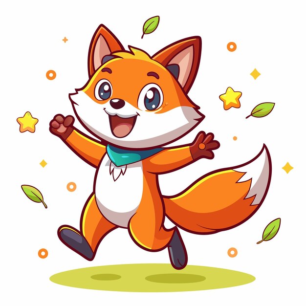 Vector cute cartoon fox character vector illustration in flat design style