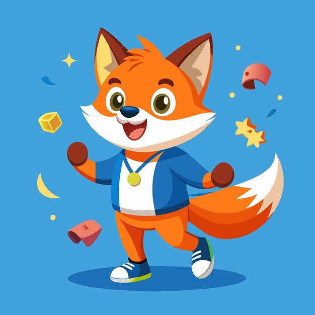 Vector cute cartoon fox character vector illustration in flat design style