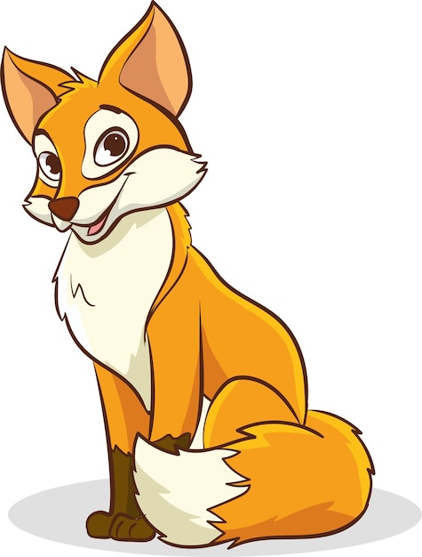 Vector cute cartoon fox sitting on a white background vector illustration
