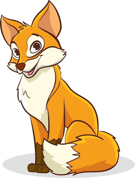 Cute cartoon fox sitting on a white background Vector illustration