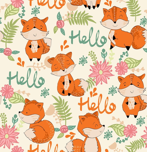 Vector cute cartoon fox