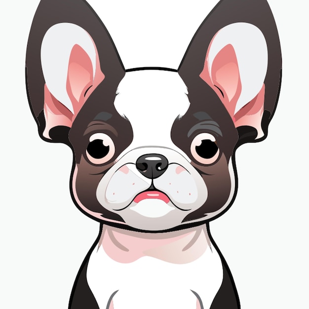 cute cartoon french bulldog dog small dog ears no background full body vector illustration