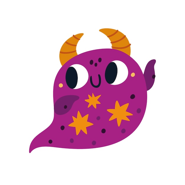 Vector cute cartoon friendly monster