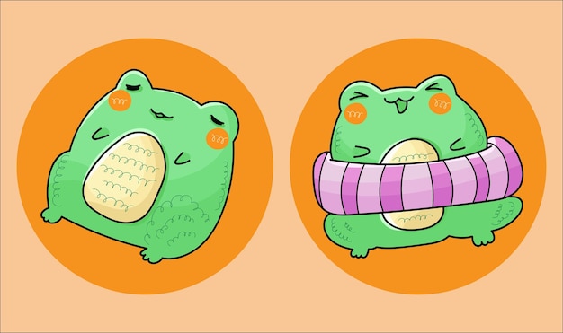 Cute cartoon frog adorable animals vector illustration 01