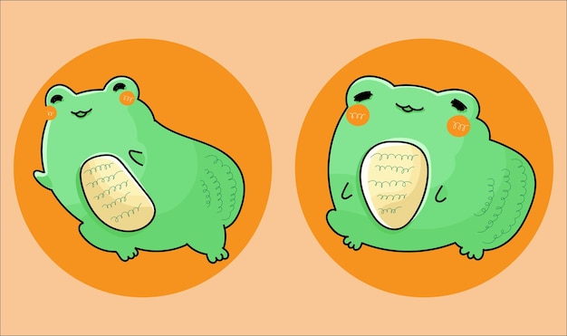 Cute Cartoon Frog Adorable Animals Vector Illustration 04